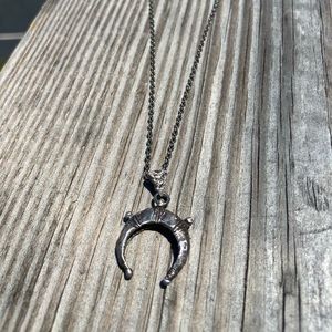Silver moon lunula necklace
